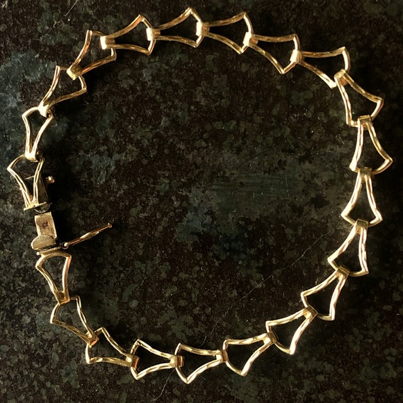 Jewelry - SIGNED MA 14KT VINTAGE SOLID YELLOW GOLD DIAMOND CUT LINK  BRACELET 4 GRAMS
